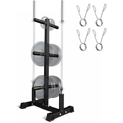 Yes4All Portabagagli e supporto verticale per bilanciere per casa, palestra, 6 pioli olimpici e 2 bilancieri Yes4All Portabagagli e supporto verticale per bilanciere per casa, palestra, 6 pioli olimpici e 2 bilancieri
