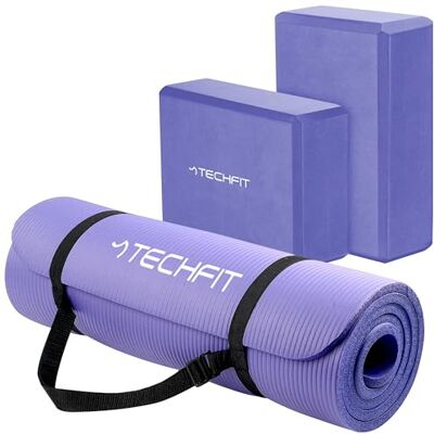 TechFit Set Blocchi Yoga, Tappetino 180x60x1 cm, Spesso Antiscivolo EVA Alta Densità 2 Mattoncini 22,5x15x7,6cm Pilates Stretching Cinghia Trasporto Ecologico TechFit Set Blocchi Yoga, Tappetino 180x60x1 cm, Spesso Antiscivolo EVA Alta Densità 2 Mattoncini 22,5x15x7,6cm Pilates Stretching Cinghia Trasporto Ecologico