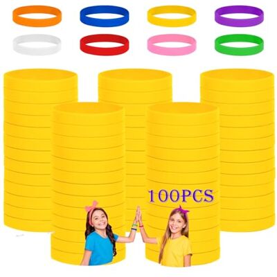 HONTIUS 100 braccialetti in silicone, in silicone, per insegnanti, team, feste, uomini e donne (giallo, 7 180 cm, per 8 ~ 12 anni) HONTIUS 100 braccialetti in silicone, in silicone, per insegnanti, team, feste, uomini e donne (giallo, 7 180 cm, per 8 ~ 12 anni)