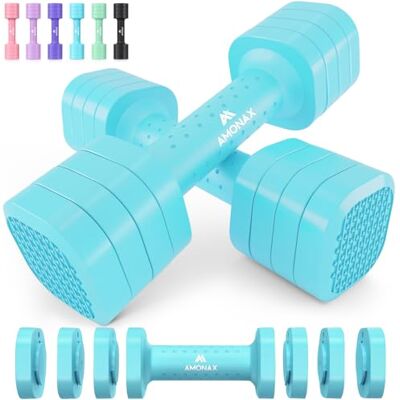 Amonax Manubri Regolabili Donna, Coppia, 1-2,3 kg / 1-5 kg, 4 in 1/5 in 1 Pesi per Donna, Set di Manubri Compatto, Attrezzatura da Palestra per Fitness, Allenamento di Forza e Casa Amonax Manubri Regolabili Donna, Coppia, 1-2,3 kg / 1-5 kg, 4 in 1/5 in 1 Pesi per Donna, Set di Manubri Compatto, Attrezzatura da Palestra per Fitness, Allenamento di Forza e Casa