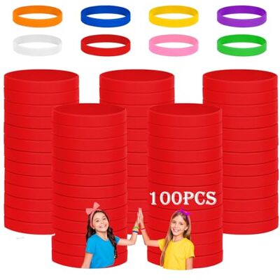 HONTIUS 100 braccialetti in silicone, in silicone, per insegnanti, team, feste, uomini e donne (rosso, 7 180 cm, per 8 ~ 12 anni) HONTIUS 100 braccialetti in silicone, in silicone, per insegnanti, team, feste, uomini e donne (rosso, 7 180 cm, per 8 ~ 12 anni)