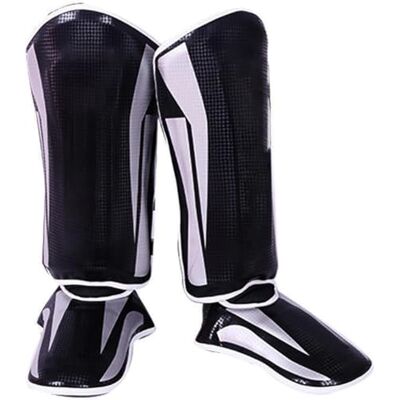 Endless Martial Arts Shin Guards nero, taglia L Materiale: pelle sintetica guardie tailandesi regolabili con protezione integrale per kickboxing/MMA Training and Sparring Endless Martial Arts Shin Guards nero, taglia L Materiale: pelle sintetica guardie tailandesi regolabili con protezione integrale per kickboxing/MMA Training and Sparring