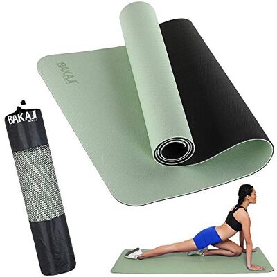 BAKAJI Tappetino Yoga in TPE Ecologioco Doppio Strato Antiscivolo Alta Densità Materassino Tappeto Allenamento Fitness Aerobica Palestra Ginnastica Dimensione 180 x 61 cm con Custodia BAKAJI Tappetino Yoga in TPE Ecologioco Doppio Strato Antiscivolo Alta Densità Materassino Tappeto Allenamento Fitness Aerobica Palestra Ginnastica Dimensione 180 x 61 cm con Custodia