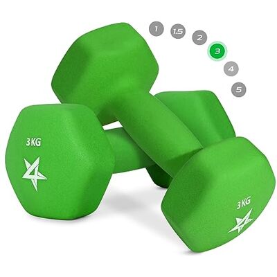 Yes4All Neoprene Dumbell Pair 3 kg Hand Weight Strength Training for Home Gym Fitness 3KG Green Yes4All Neoprene Dumbell Pair 3 kg Hand Weight Strength Training for Home Gym Fitness 3KG Green