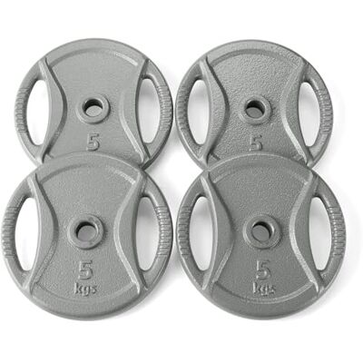 Basics , Set da 4 pesi a disco da 5 kg con foro da 2,54 cm, Grigio antracite Basics , Set da 4 pesi a disco da 5 kg con foro da 2,54 cm, Grigio antracite