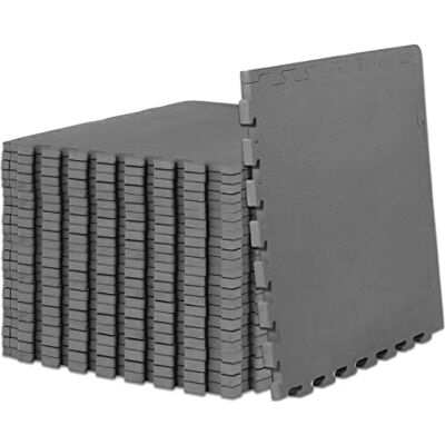 ProSource Fit Extra Thick Puzzle Exercise Mat 3/4", EVA Foam Interlocking Tiles for Protective, Cushioned Workout Flooring for Home and Gym Equipment, Grey 4-Pack, 3/4" Thick 96 Square Feet ProSource Fit Extra Thick Puzzle Exercise Mat 3/4", EVA Foam Interlocking Tiles for Protective, Cushioned Workout Flooring for Home and Gym Equipment, Grey 4-Pack, 3/4" Thick 96 Square Feet