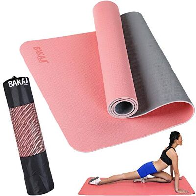 BAKAJI Tappetino Yoga in TPE Ecologioco Doppio Strato Antiscivolo Alta Densità Materassino Tappeto Allenamento Fitness Aerobica Palestra Ginnastica Dimensione 180 x 61 cm con Custodia BAKAJI Tappetino Yoga in TPE Ecologioco Doppio Strato Antiscivolo Alta Densità Materassino Tappeto Allenamento Fitness Aerobica Palestra Ginnastica Dimensione 180 x 61 cm con Custodia