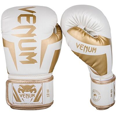VENUM Elite Guanti da Boxe, Unisex Adulto, Bianco/Oro, 10 oz VENUM Elite Guanti da Boxe, Unisex Adulto, Bianco/Oro, 10 oz