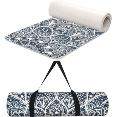 TechFit Tappetino Yoga Pilates Antiscivolo 173x61cm Spessore 0,6cm in PVC con Tracolla, Design Mandala Blu, Materassino Fitness Palestra Morbido Resistente TechFit Tappetino Yoga Pilates Antiscivolo 173x61cm Spessore 0,6cm in PVC con Tracolla, Design Mandala Blu, Materassino Fitness Palestra Morbido Resistente