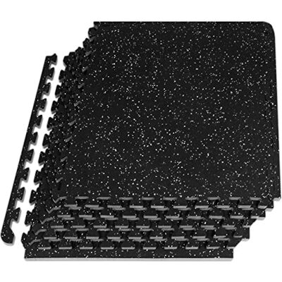 ProSource Fit Rubber Top Exercise Puzzle Mat ½-inch, 24 SQFT, 6 Tiles, EVA Foam Interlocking Tiles for Home Gym Protective Flooring for Equipment and Workouts, Grey ProSource Fit Rubber Top Exercise Puzzle Mat ½-inch, 24 SQFT, 6 Tiles, EVA Foam Interlocking Tiles for Home Gym Protective Flooring for Equipment and Workouts, Grey