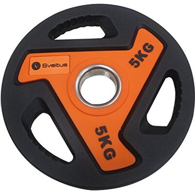 Sveltus 3811 Piastra di peso - Resistente, 5 kg, per bilanciere, Arancione/Nero Sveltus 3811 Piastra di peso - Resistente, 5 kg, per bilanciere, Arancione/Nero