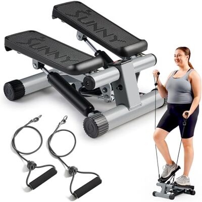 Sunny Health & Fitness Mini Stepper, attrezzo per esercizi a gradino con fasce di resistenza e monitor LCD, macchina fitness Air Climber per allenamento a casa NO. 012-S Sunny Health & Fitness Mini Stepper, attrezzo per esercizi a gradino con fasce di resistenza e monitor LCD, macchina fitness Air Climber per allenamento a casa NO. 012-S