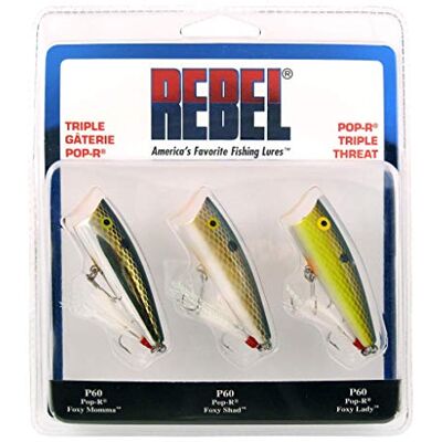 Rebel Lures Pop-R Topwater Popper Esca da pesca, tripla minaccia, 3 pezzi, Pop-R (1/4 oz), taglia unica Rebel Lures Pop-R Topwater Popper Esca da pesca, tripla minaccia, 3 pezzi, Pop-R (1/4 oz), taglia unica