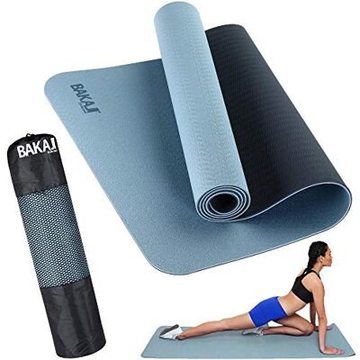 BAKAJI Tappetino Yoga in TPE Ecologioco Doppio Strato Antiscivolo Alta Densità Materassino Tappeto Allenamento Fitness Aerobica Palestra Dimensione 180 x 61 cm con Custodia (Azzuro/Blu Scuro) BAKAJI Tappetino Yoga in TPE Ecologioco Doppio Strato Antiscivolo Alta Densità Materassino Tappeto Allenamento Fitness Aerobica Palestra Dimensione 180 x 61 cm con Custodia (Azzuro/Blu Scuro)