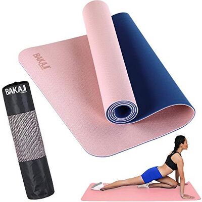 BAKAJI Tappetino Yoga in TPE Ecologioco Doppio Strato Antiscivolo Alta Densità Materassino Tappeto Allenamento Fitness Aerobica Palestra Ginnastica Dimensione 180 x 61 cm con Custodia BAKAJI Tappetino Yoga in TPE Ecologioco Doppio Strato Antiscivolo Alta Densità Materassino Tappeto Allenamento Fitness Aerobica Palestra Ginnastica Dimensione 180 x 61 cm con Custodia