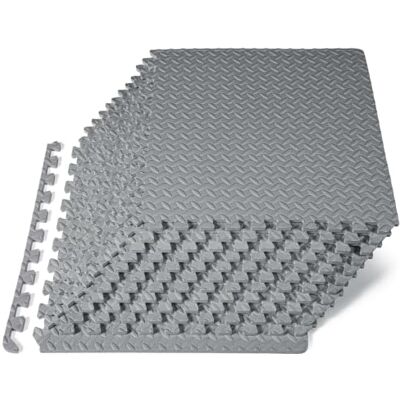 ProsourceFit Puzzle Exercise Mat ½ in, EVA Interlocking Foam Floor Tiles for Home Gym, Mat for Home Workout Equipment, Floor Padding for Kids, Grey, 24 in x 24 in x ½ in, 48 Sq Ft 12 Tiles ProsourceFit Puzzle Exercise Mat ½ in, EVA Interlocking Foam Floor Tiles for Home Gym, Mat for Home Workout Equipment, Floor Padding for Kids, Grey, 24 in x 24 in x ½ in, 48 Sq Ft 12 Tiles