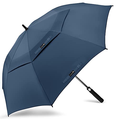 ZOMAKE Ombrello da Golf Grande 157cm Automatico Ombrelli Pioggia Grandi Resistente Antivento Con Doppio Baldacchino Extra Large Umbrella Per Uomo Donna(Blu Marino)