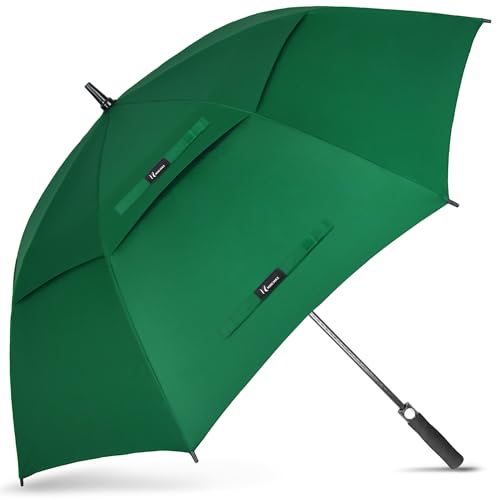 NINEMAX Ombrello Pioggia Grande Automatico Ombrello da Golf Antivento 157cm Ombrello Resistente con Doppia Copertura Ventilata(Verde)