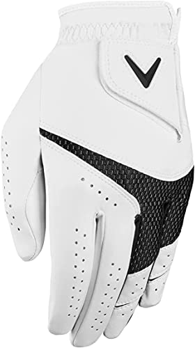 Callaway Golf Weather Spann Premium Guanti da golf sintetici (bianco, confezione da 2, standard, XL, indossato sulla mano destra)