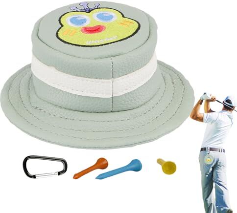 Bexdug Custodia per palline da golf, borsa per palline da mini golf Tasca portaoggetti per palline da golf a forma di cappello a secchiello con 3 tee da golf Tasca portaoggetti per palline da