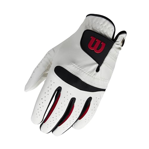 Wilson Guanto da golf per uomo, Taglia S, Sinistra, MLH, Bianco, Feel Plus, WGJA00064S