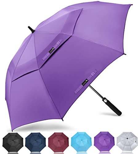 ZOMAKE Ombrello da Golf Antivento Automatico 157cm,Grande Ombrello Pioggia Resistenti Umbrella con Doppio Baldacchino Portatile Ombrelli per Viaggio Uomo Donna(Viola)