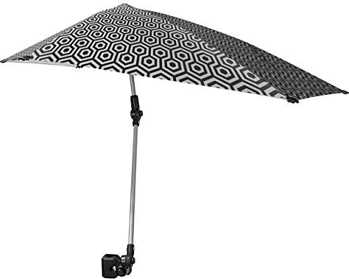 Sport-Brella Versa-Brella Umberlla regolabile, morsetto regolabile, girevole a 360 gradi e fodera UPF 50+, leggera e facile da montare, regolare,nero/bianco