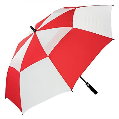 X-brella Ombrello da golf resistente al vento Premium Auto Open, Rosso, Classico