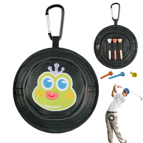 Luckxing Borsa per il trasporto di palline da golf, custodia per palline da golf   Tasca portaoggetti per palline da golf a forma di cappello a secchiello con 3 tee da golf   Tasca portaoggetti per