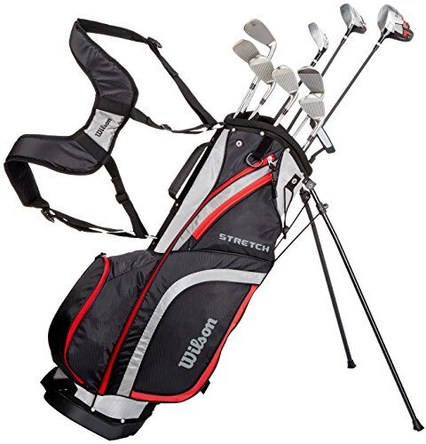 Wilson Set completo per principianti, 10 mazze da golf con sacca, Uomini (mano sinistra) Stretch XL, Nero/Grigio/Rosso, WGG157550