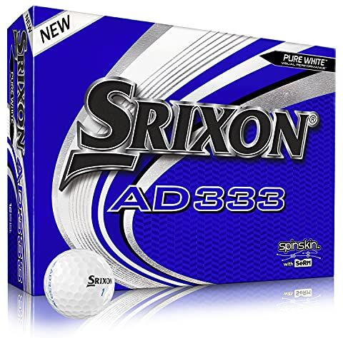 Srixon AD333 9 White Dozzina di palline da golf Distanza e controllo ad alte prestazioni Bassa compressione Resistente e durevole Accessori e regali da golf premium