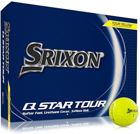 Srixon , New Q-Star Tour 5 2024 Dozzina di palline da golf Sensazione morbida, effetti, prestazioni e potenza 3 pezzi Uretano Accessori da golf premium e regali da golf