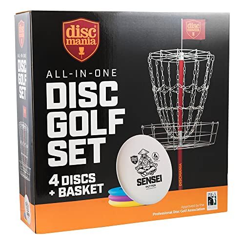 Epson Discmania-All in One Golf Set Discgolf Target, Colore Metallo, Dischi Rossi: Rosa, Blu, Giallo, Bianco, 65 x 65 x 21,
