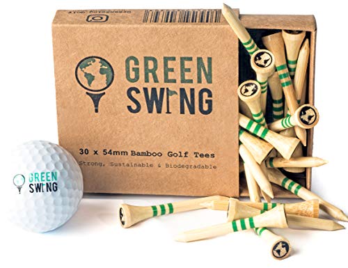 Green Swing Tee da golf in bambù, resistenti, biodegradabili, 30 pezzi, 38 mm, 54 mm, 70 mm o 83 mm (38 mm, piccoli, 30 pezzi)
