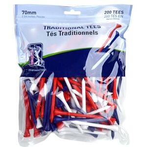 PGA TOUR 200 Tee da Golf Professionali in Legno da 70 mm, Rosso, Bianco, Blu PGA TOUR 200 Tee da Golf Professionali in Legno da 70 mm, Rosso, Bianco, Blu