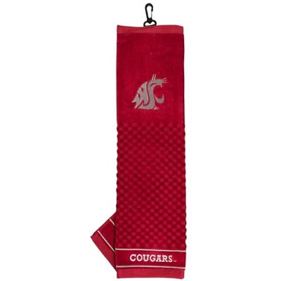Team Golf NCAA Washington State Cougars Asciugamano da golf ricamato, motivo scrubber a scacchi, logo ricamato Team Golf NCAA Washington State Cougars Asciugamano da golf ricamato, motivo scrubber a scacchi, logo ricamato
