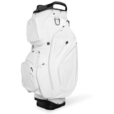 Sunday Golf Big Rig Sacca da golf classe S, 12 tasche, divisore superiore a 14 vie, borsa da golf da uomo con organizer a prova di odore, tasca antigelo, colore bianco Sunday Golf Big Rig Sacca da golf classe S, 12 tasche, divisore superiore a 14 vie, borsa da golf da uomo con organizer a prova di odore, tasca antigelo, colore bianco