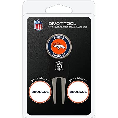 Team Golf NFL Denver Broncos Divot Tool con 3 pennarelli per Palline da Golf, i pennarelli Sono smontabili magnetici su Entrambi i Lati, Multi Team Golf NFL Denver Broncos Divot Tool con 3 pennarelli per Palline da Golf, i pennarelli Sono smontabili magnetici su Entrambi i Lati, Multi