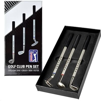 PGA TOUR PGA 3 Piece Pen, Set Regali di 3 Penne a Forma di Mazza da Golf Unisex-Adulto, Argento, Misura Unica PGA TOUR PGA 3 Piece Pen, Set Regali di 3 Penne a Forma di Mazza da Golf Unisex-Adulto, Argento, Misura Unica
