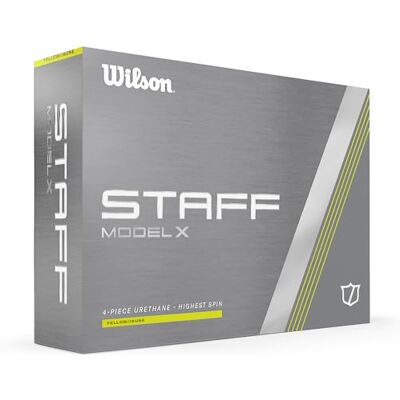 Wilson Palline da Golf Staff Model X, Palline da Golf a 4 Strati con Alto Spin, 12 Palline, Uretano, Giallo Wilson Palline da Golf Staff Model X, Palline da Golf a 4 Strati con Alto Spin, 12 Palline, Uretano, Giallo