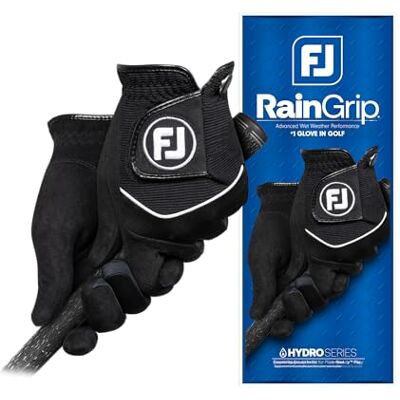 FootJoy RainGrip Coppia di guanti da golf, da donna, colore: nero FootJoy RainGrip Coppia di guanti da golf, da donna, colore: nero