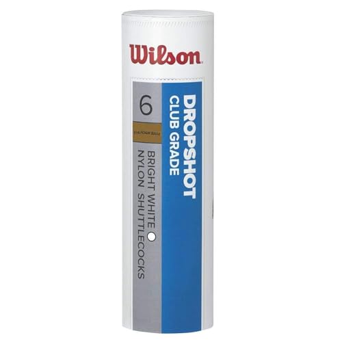 Wilson Dropshot Shuttlecocks, Volani da Badminton, 6 Pezzi, Plastica/Sughero Naturale, WRT6046WH Unisex, Bianco