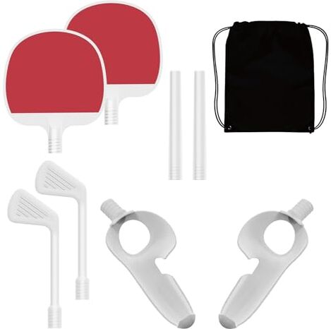 Generic Adattatore impugnatura paddle ping pong VR Bastone da golf per Meta Quest 3, tennis da tavolo VR Impugnatura per joystick da gioco Accessori per il set di movimento del corpo