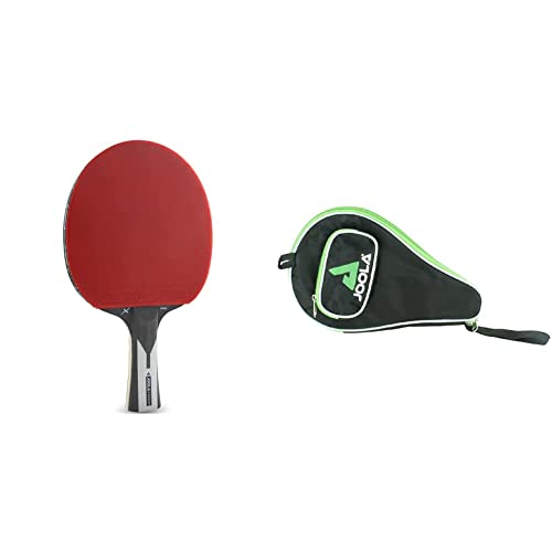 JOOLA 54206 Racchetta da ping pong Carbon X Pro ITTF, autorizzata, 7 stelle & 80500, Custodia per racchetta da ping pong – Adulto, Nero/Verde