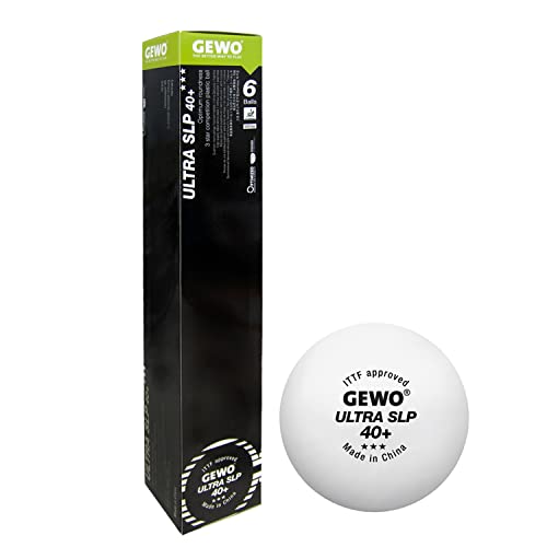 GEWO , Ball Ultra SLP, palla da ping pong senza cuciture, massima rotondità, 40, colore: bianco, 6 pezzi, Unisex Adulto, Palla da ping pong, , bianco, 40