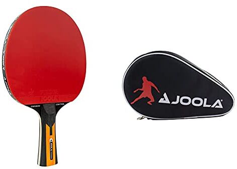 JOOLA  – Racchetta Carbon Control, Rosso/Nero, Taglia Unica, 54190 & Custodia per Racchette da Ping Pong “Pocket Double”, per 2 Racchette, Impermeabile, Nero/Rosso, 28 x 17 x 4 cm