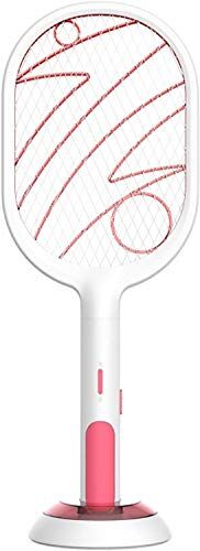 Buyter Famiglia 2 in 1 Insetto Elettrico Trap Racket USB LED Light Tennis Zapper Bug Racchetta Ricaricabile Mosquito Killer Swatter (Bianco)