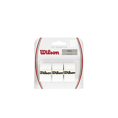 Wilson PRO Overgrip Sensation, Impugnatura per Racchetta da Tennis Unisex-Adulto, Bianco, 3 Pezzi