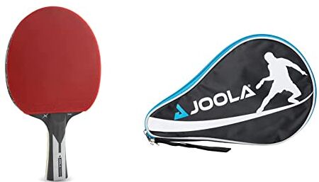 JOOLA 54206 Racchetta da ping pong Carbon X Pro ITTF, autorizzata, 7 stelle, spessore spugna 2 mm, colore: Nero/Grigio & 80501, Fodero in Nylon Unisex – Adulto, Nero, Taglia Unica