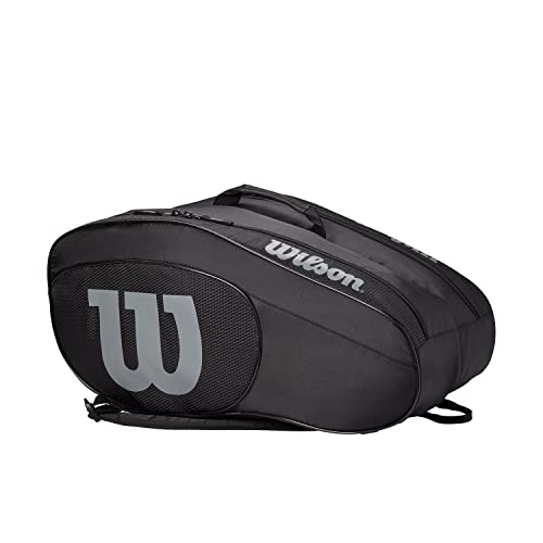 Wilson Borsa da Padel Team, Per un Massimo di 6 Racchette, Nero/Grigio,